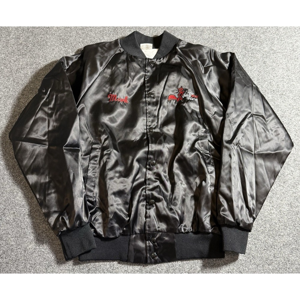 Vintage The Quick Red Fox Jacket Auburn Sportwear Black Satin Medium
